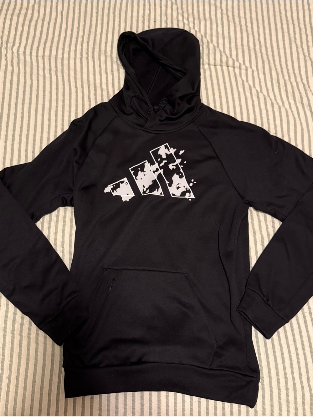 adidas Black Hoodie with White Logo Trim